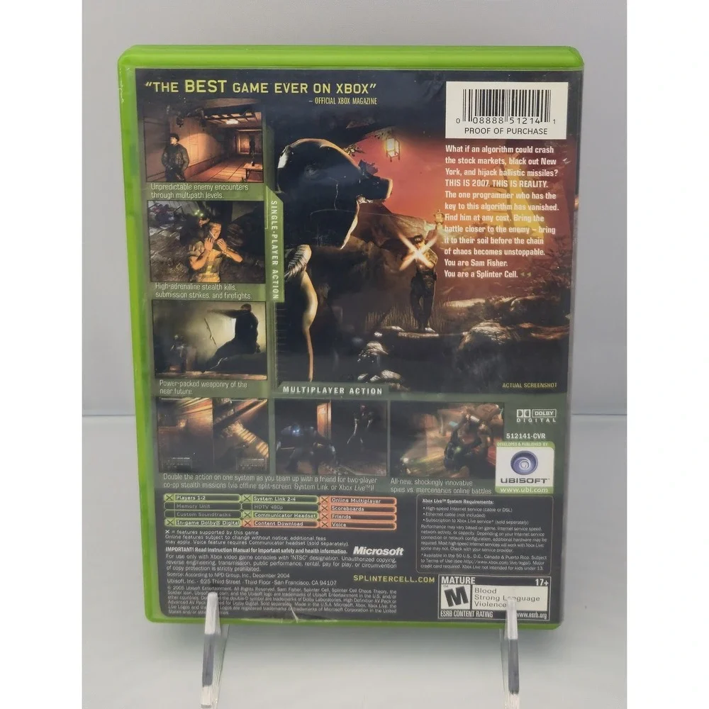 Tom Clancy's Splinter Cell Chaos Theory - Microsoft Xbox - Complete (CIB) Tested